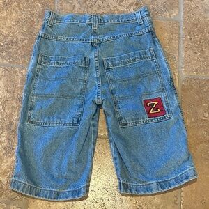 Vintage ZONZ Kids Blue Embroidered Y2K Skater Jean Shorts Size 10Y Husky-Unisex